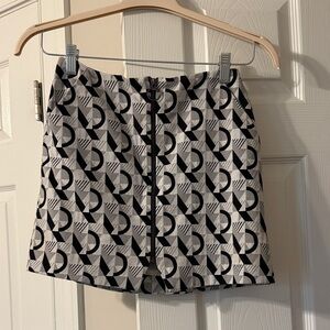 Topshop Black and White Geometric Mini Skirt
